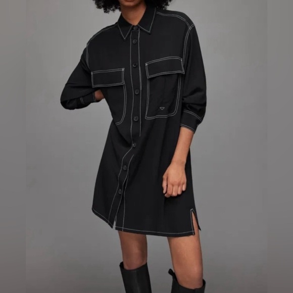 All Saints Dresses & Skirts - NWT All Saints Vita shirt dress. Black, women’s size 6. Fabulous dress.